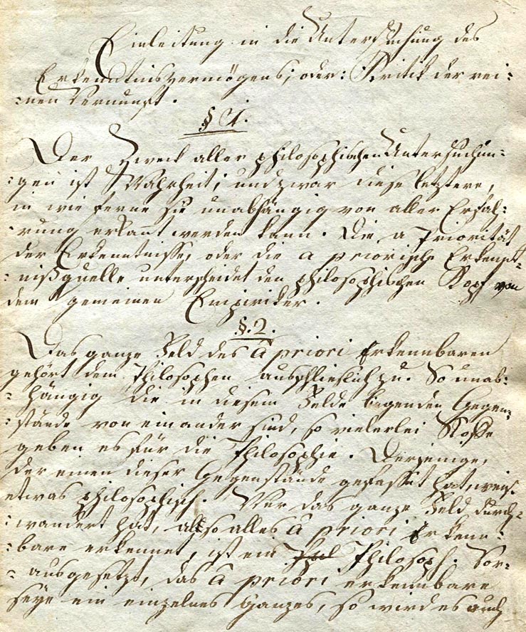 Kant's Original Manscript